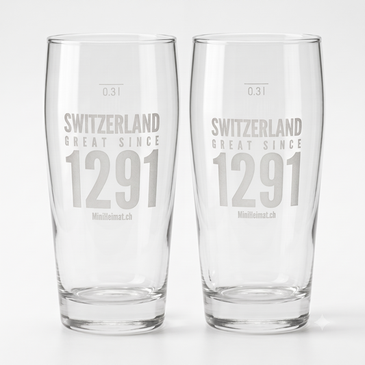 Engraved Beer Glass Great since 1291 (Set of 2)